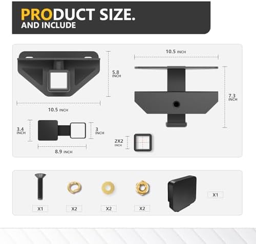 YZONA Tow Hitch 2 Inch, for Ram Hitch Trailer Kit, Class 3 III Rear Bumper Towing Receiver Compatible with 2003-2018 Dodge Ram 1500 & 19-24 Ram 1500 Classic & 03-13 Ram 2500 3500 Tow Combo with Cover
