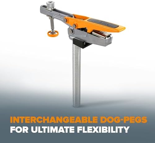 Bench Dog Clamp 3/4 Inch - Auto Adjust Horizontal Dog Hole Clamp for Woodworking | 7.5 Inch Aluminum Holdfast with 360° Rotation | Workbench Clamps & Accessories - BORA Centipede Workbench Compatible