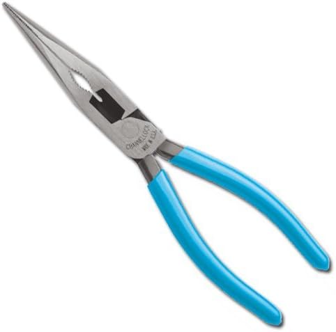 Channellock Needle-Nose Pliers E318 - Long Nose, High Carbon Steel, Blue Handle - 8-Inch Combination
