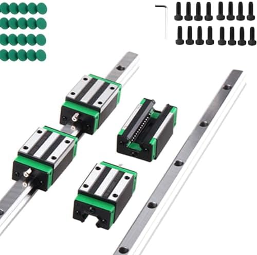Linear Guide Rail 2 X HGR 15-300mm Linear Slide Rail + 4 X Bearing Blocks Linear Guideway Rail for DIY CNC Routers Lathes Mills