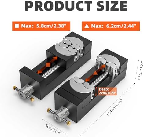 Luvan Mini Drill Press Vise, Small Bench Vise Clamp for Any Shape 2.44" Jaw Opening Self-Adjusting Smart Fractal Vise, Precision Aluminum Hobby Mini Table Clamp for DIY,Crafts,Jewelry Making,Repair
