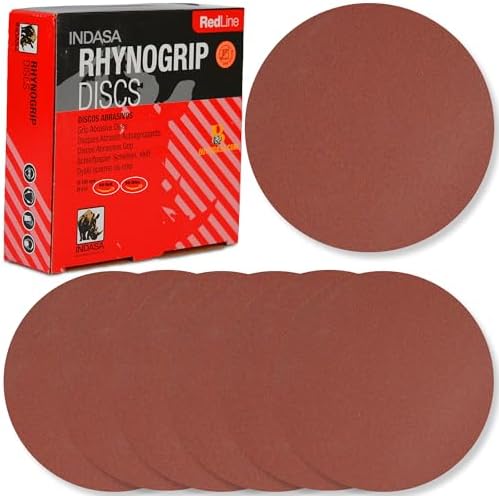 Indasa 6" Rhynogrip 50 PCS Sanding Discs – Hook & Loop, Anti-Clog, Dust-Free Design – High-Performance Abrasive (Red, 6" Inch Hook & Loop Sanding Discs, 800, Aluminum Oxide + Lubricant Coating)