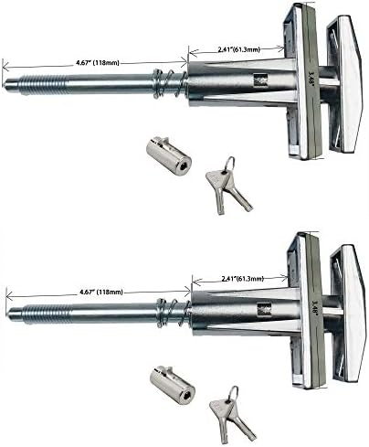 Dixie Narco T-Handle Replacement Whole Set Assembled with High Security Lock (Chrome Pack of 2, Assembled w/High Security Plug Lock)