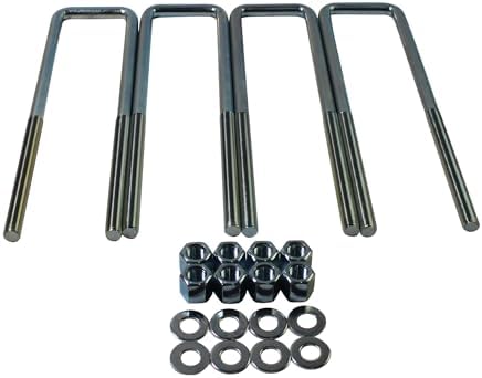 Square U-Bolts M14 x 1.5 Thread, Fits 3" Leaf Springs, 9.75" Inside Length, Approx. 9/16" Diameter W/Hardware