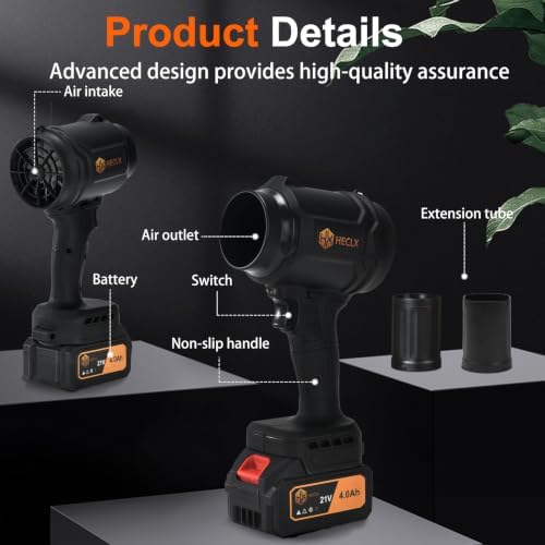 Cordless Leaf Blower with 2 Batteries & Charger, Black