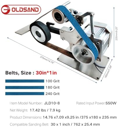 Belt Sander Professional with Vertical and Horizontal Support, 30" x 1" Belt Size, 3 Grit Belts (100/180/240), Metal Wood Knife Sharpening, Adjustable Workbench
