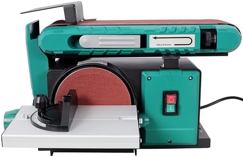 4" x 36" Belt 6" Disc Sander Combo, 120V/60Hz Bench Sander, Adjustable 0–90° Tilt & 0–45° Bevel Table, Belt Grinder Polisher Grinding Machine for Metal, Woodworking and DIY (Green)