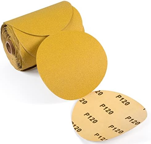 CowboyBOB 100 PCS 6 Inch 120 Grit PSA Sanding Disc Sticky Backed Sandpaper Sticky Sand Paper Aluminum Oxide Sandpaper Discs with Adhesive Back Applicable to Wood Processing Metal Polishing Molding
