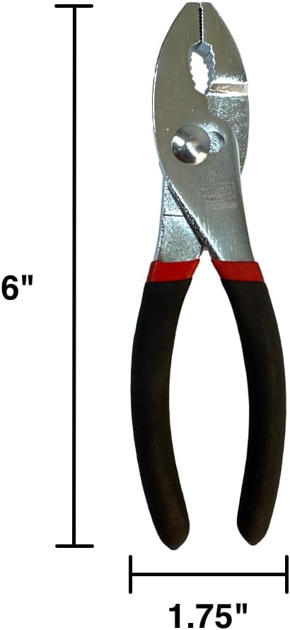 Edward Tools Slip Joint Pliers 6” (Pack of 2) - Heavy Duty Carbon Steel with Rubber Grip Handle - Fine Grip Teeth in Front and Coarse Teeth in Back - Rust Resistant Finish