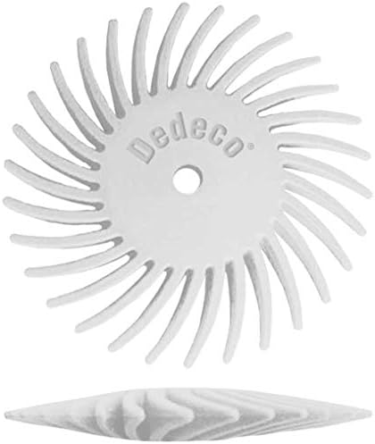 Dedeco Sunburst Radial Bristle Discs 12-Pack - 1-1/2" Curved Knife-Edge - White 120 Grit (Medium) - Aluminum Oxide for Polishing & Surface Finishing
