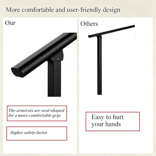 Hand Rails for Outdoor Steps，Stair Handrail & Indoor Stair Railing Kit，Railings for Outdoor Steps for Fence & Outdoor Steps (1, Black-Straight, 4 Step)