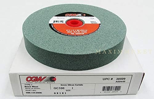 6X1X1(Telescopic Bushing for 3/4", 5/8", 1/2" Arbor) Green Silicon Carbide Bench/Pedestal Grinding Wheel (100-I)