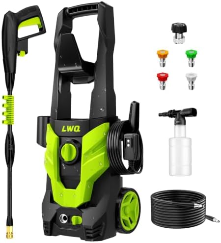 Pressure Washer, Portable Power Washer, 4 Quick Connect Nozzles, High Pressure Cleaning Machine for Car Fence Driveway Patio Washing and More(Light Green)