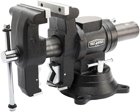 Yost Vises 760-DI Multi-Jaw Rotating Vise 6 Inch Jaw Width | 2 in 1 Multipurpose Bench and Pipe Vise | Secure Grip with Swivel Base | Made with a Combination of Ductile Iron & Hardened Steel