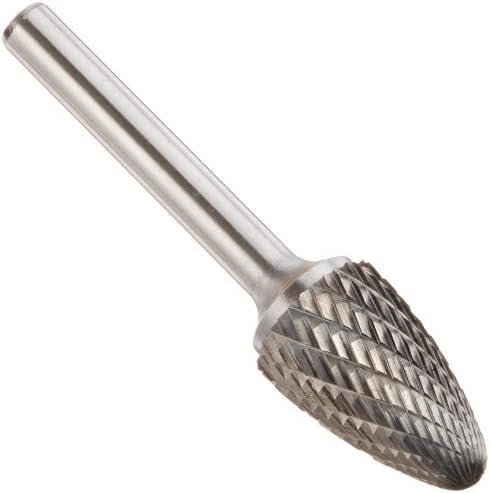 Drill America SF-6 Carbide Burr/Rotary File Tree Radius End Double Cut for Die Grinder 5/8" Dia. x 1" Cut Length with 1/4" Shank and 2-3/4" Overall Length, DUL Series