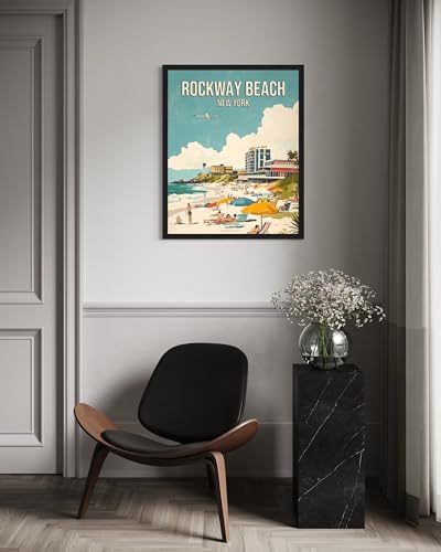 Rockaway Beach New York Unframed Wall Art Print Poster, US Vintage Retro Beach Scenery Posters Prints for Restroom Home Picture Painting Artwork Gallery 219 (Rockaway Beach New York, 24"L x 18"W, Unframed)