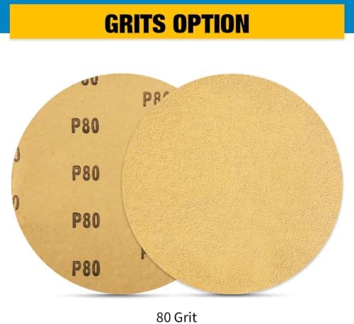 S SATC 200 PCS 6 Inch PSA Sanding Discs 80 Grit Adhesive Backed Aluminum Oxide Sandpaper Self-Stick Automotive Sanding Paper for DA Sander