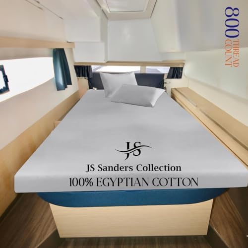 JS Sanders AFT Berth Boat Sheet 3 Pcs 600 TC Egyptian Cotton,Silver