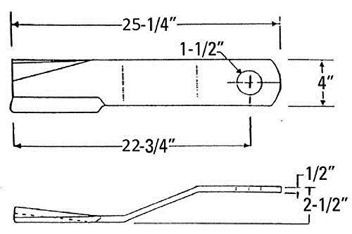 2 Replacement Woods Rotary Cutter Blade 25.25" Long x 4" x 0.5" w/ 1.5" Hole CCW
