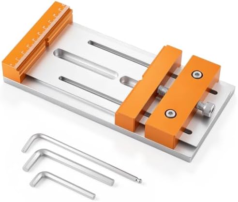 Low Profile Aluminum Mini Cnc Vise for Router Machine, Workholding Clamp for Wood & Metal Milling, 7.87"x3.94", 136mm Clamping Range, Precision Bench Vise for 3018/4040 Desktop Cnc Router
