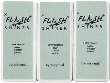Flash Shiner® Block – 3-Way Nail Buffer – Pack of 3 – Professional Nail Buffer for Natural Shine – Smooths, Conditions & Polishes – Manicure Tool for Home or Salon Use