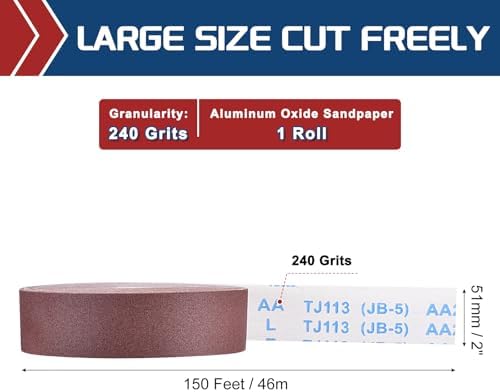 Sandpaper Roll 2Inch 150FT 240Grit Aluminum Oxide Emery Cloth Roll