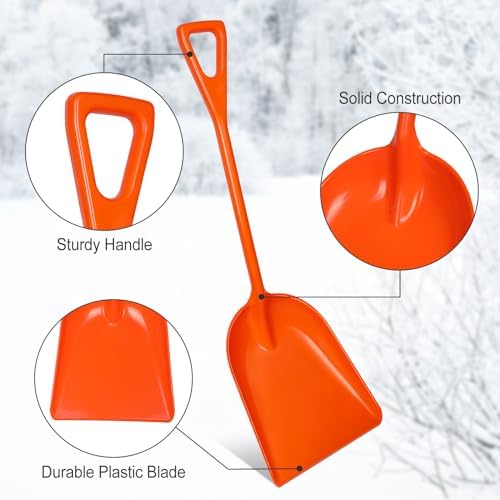 Frienda 6 Pcs Plastic Snow Shovel Large Scoop Shovel, Orange