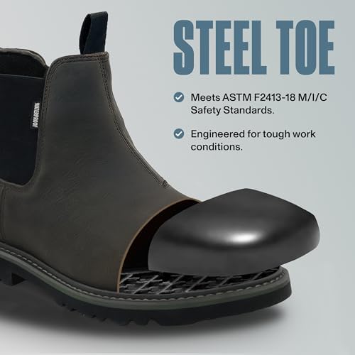 EVER BOOTS Men’s Waterproof Steel Toe Slip on Work Boots