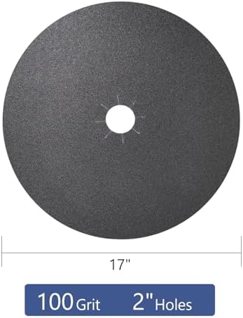 HUAALIUCHE Floor Sanding Disc Cloth-Backed Silicon Carbide，17" x 2" Holes for Concrete, Stone, 100 Grit, 6-Pack