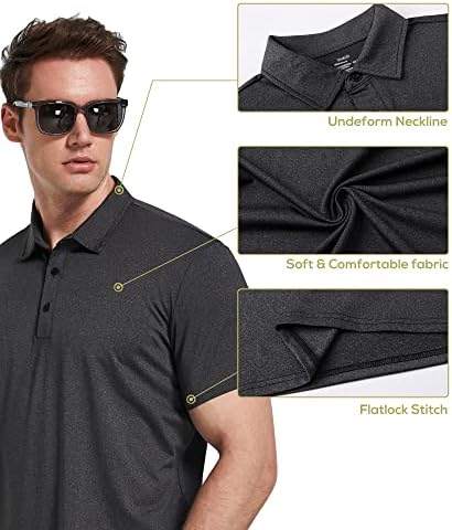 5 Pack Men's Polo Shirts Short Sleeve Golf T Shirt Performance Casual