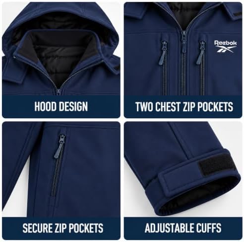 Reebok Mens 3-in-1 Softshell Systems Weather Resistant Midweight Jacket