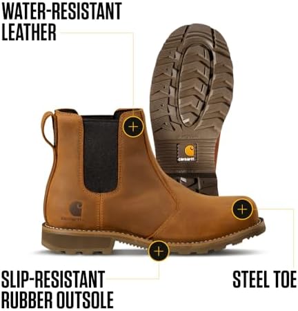 Carhartt Women's Frontier Water-Resistant Chelsea Steel Toe Boots for Women - Lightweight EVA Midsole, Durable Rubber Outsole and Cushion Footbed