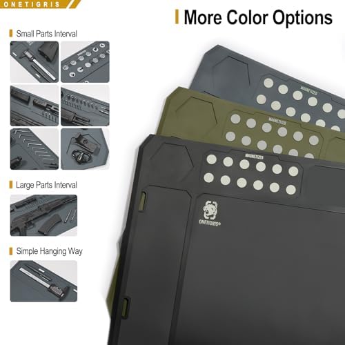 OneTigris Gun Clean Mat Magnectic for Table, Extra Large 48"x16" Anti-Slip Rubberized Repair Mat for Gun Parts, Protects Work Surface from Solvents and Oils