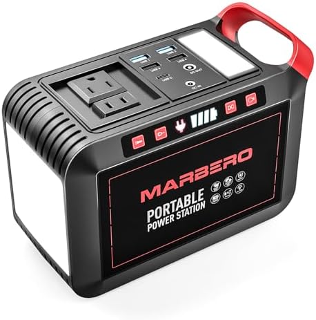 MARBERO 200W Portable Power Station 148Wh Camping Solar Generator Laptop Power Bank with AC Outlet 110V, DC, USB QC3.0, LED Flashlights for CPAP Home Outdoor Trip Emergency Backup