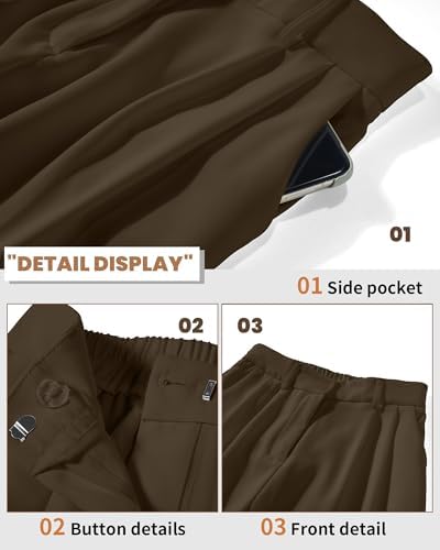 KICZOY Women Casual Wide Leg Dress Pants High Waist Lightweight Flowy Pants