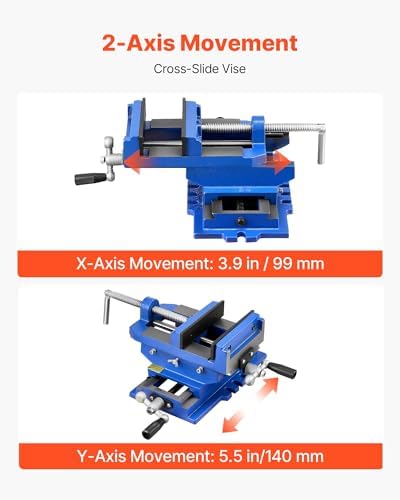 VEVOR Cross Slide Drill Press Vise, 4 Inch Jaw Width, 2 Way X-Y Axis Bench Vise, 3.5 Inch Max Jaw Opening, Heavy Duty Cast Iron, Workbench Vice Clamp, for Woodworking Drilling CNC Milling Machine