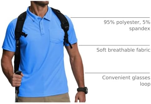 ZITY 5 Pack Polo Shirts for Men with Pocket Dry Quickly Short Sleeve Athletic Outdoor Work Collared Shirts
