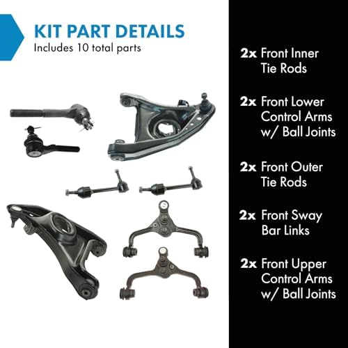 TRQ Front Steering & Suspension Kit Control Arm with Ball Joint Sway Bar
