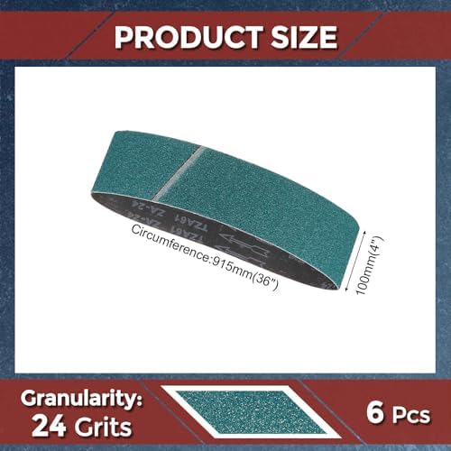 6 Pcs Sanding Belts 4 x 36 Inch 24 Grit Zirconia
