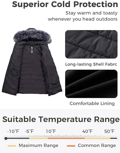 wantdo Women's Plus Size Winter Coats Puffer Coat Parka Jacket with Hood