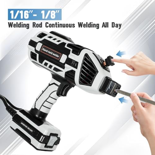 Portable Welding Machine, 110V Handheld Welder Machine with IGBT Inverter 6 Variable Current Adjustment 20-120Amp Welding Output for Metal Welding, Fence Repair, Ironwork Fabrication