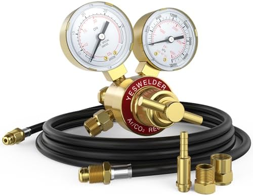 YESWELDER Argon CO2 Regulator with 8.2 ft Hose 0-4000 PSI Gauges Gas