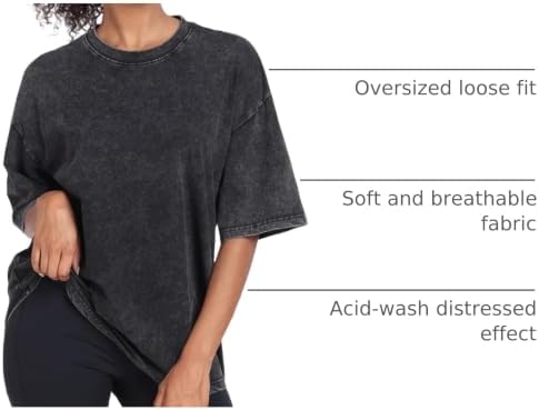 Womens Vintage Oversized T Shirts Acid Washed Baggy Cotton Tee Workout Gym Shirts Boyfriend Short Sleeve Tops