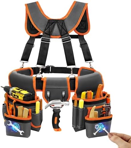 Professional Tool Belt for Men, Magnetic Tool Belt with Suspenders
