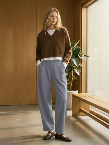 NIMIN Women Barrel Work Pants High Waisted Business Casual Trousers