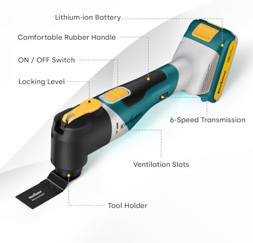 Enventor Oscillating Tool with Brushless Motor, 20 V, 2.0 Ah Battery