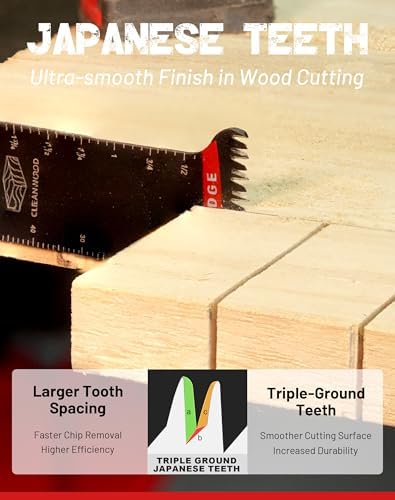EZARC Bi-Metal Arc Edge Oscillating Tool Blade, 2-11/16" Extra-Long Japanese Teeth Oscillating Saw Blades for Clean Cuts in Hard Wood & Plastic, Universal Fit Multitool Blades, 5-Pack