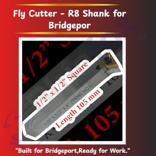 Bluefox 2.5 Fly Cutter R8 Shank for Bridgeport Milling Machine Includes 1/2"x 1/2"x 4" Indexable Tool Bit 7/16 UNF Drawbar High-Precision Machining Tool for Smooth Surface Finishing & Material Removal