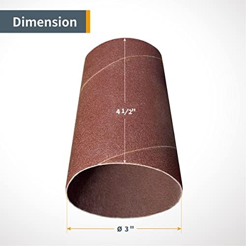 POWERTEC 11215 4.5 Inch Sanding Sleeves for Spindle Sander | 120 Grit | Aluminum Oxide Sandpaper Diameter 3 Inch (Pack of 3)