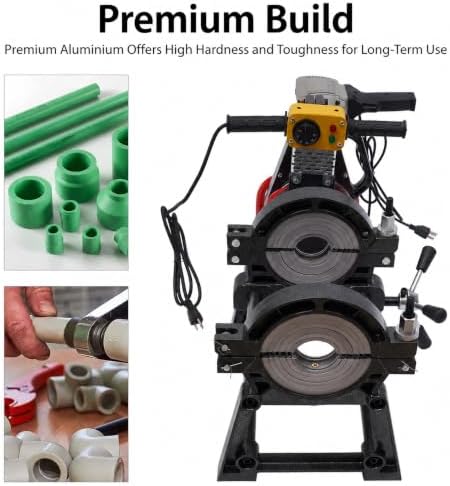 HDPE Pipe Fusion Machine, 2 Clamps Manual Butt Welding Machine, 63–200mm Pipe Butt Welder, for PE, PB, PVDF, HDPE, PVC and PP Pipes, 110V